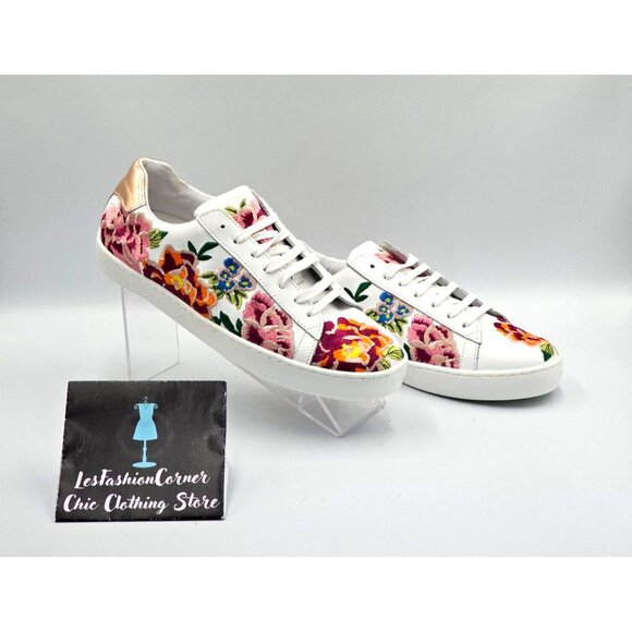 NWOB Johnny Was Women's Floral Embroidered Leather Dylanne Sneakers Sz 7.5 2473 - Picture 4 of 16